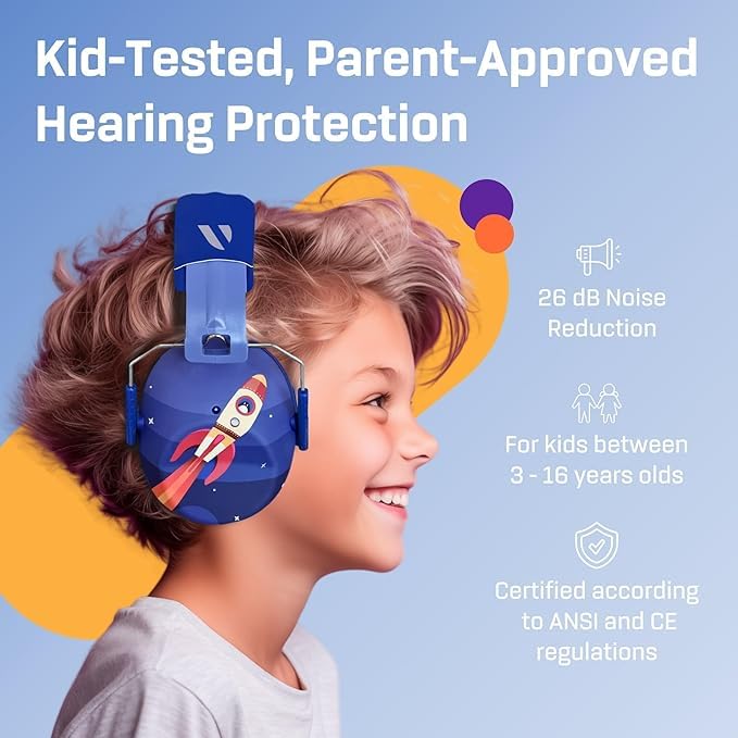 Vanderfields Hearing Protection Ear Muffs - Over 31 dB (2K Hz) Broad Noise Cancelling Sound Reduction Earmuffs for Kids 3-12 - Image 2