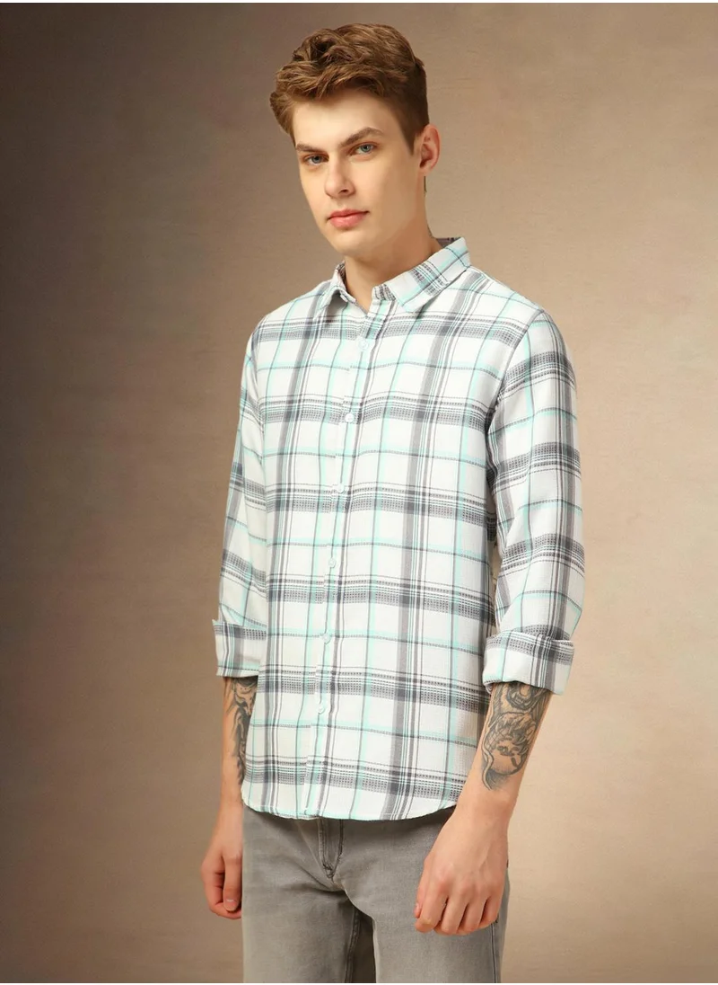 Dennis Lingo Men's Multicoloured Cotton Blend Checkered Button Down Shirt