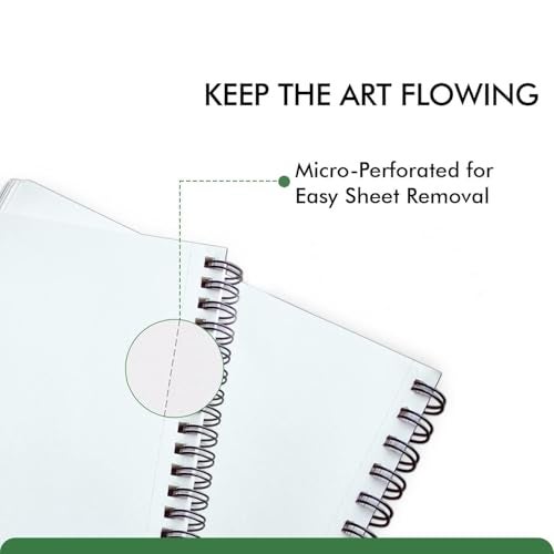 COI Sketch Book Spiral-Bound, Professional-Grade Sheets, Compatible with a Range of Art Material | 120 Pages | 160 GSM (Green) - Image 4