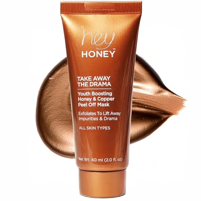 Hey Honey Skincare Copper Peel Off Face Mask with Honey, Propolis & Aloe | Hydrating & Exfoliating Facial Mask for Glowing Skin, Pore Cleansing & Anti-Aging Facial for Dull, Tired Skin 2.2 oz. - Image 1