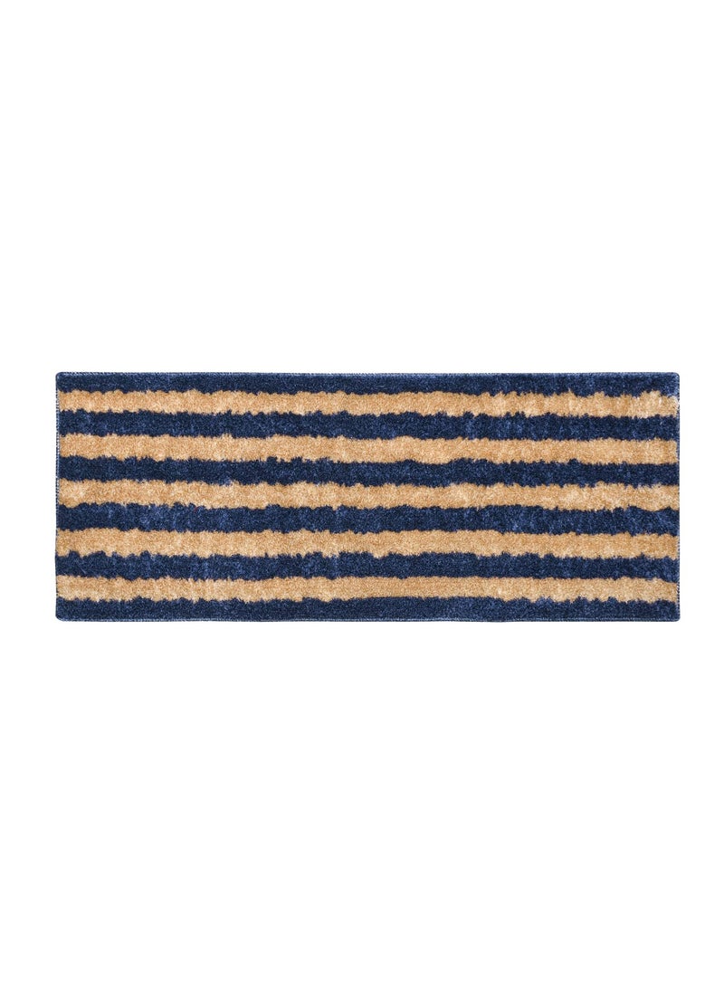 ENYRA ENYRA Montella Runner NonSlip Latex Backing Gold Stripes Design Runner Size 55x137 cm Floor Runner for Kitchen Bedside Bedroom Front Door Pack of 1 Piece BlueGold  - Image 2