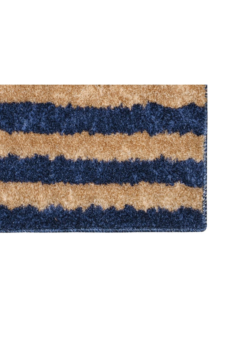 ENYRA ENYRA Montella Runner NonSlip Latex Backing Gold Stripes Design Runner Size 55x137 cm Floor Runner for Kitchen Bedside Bedroom Front Door Pack of 1 Piece BlueGold  - Image 5