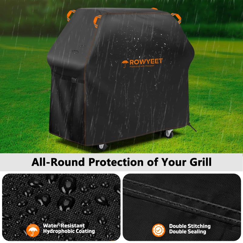 ROWYEET Grill Cover for Outdoor Grill, Universal Fit Oxford Waterproof BBQ Cover for Outside, Anti-UV Barbecue Gas Cover with Adjustable Hem for Weber, Nexgrill, Expert Grill and More (53" - 58") - Image 4
