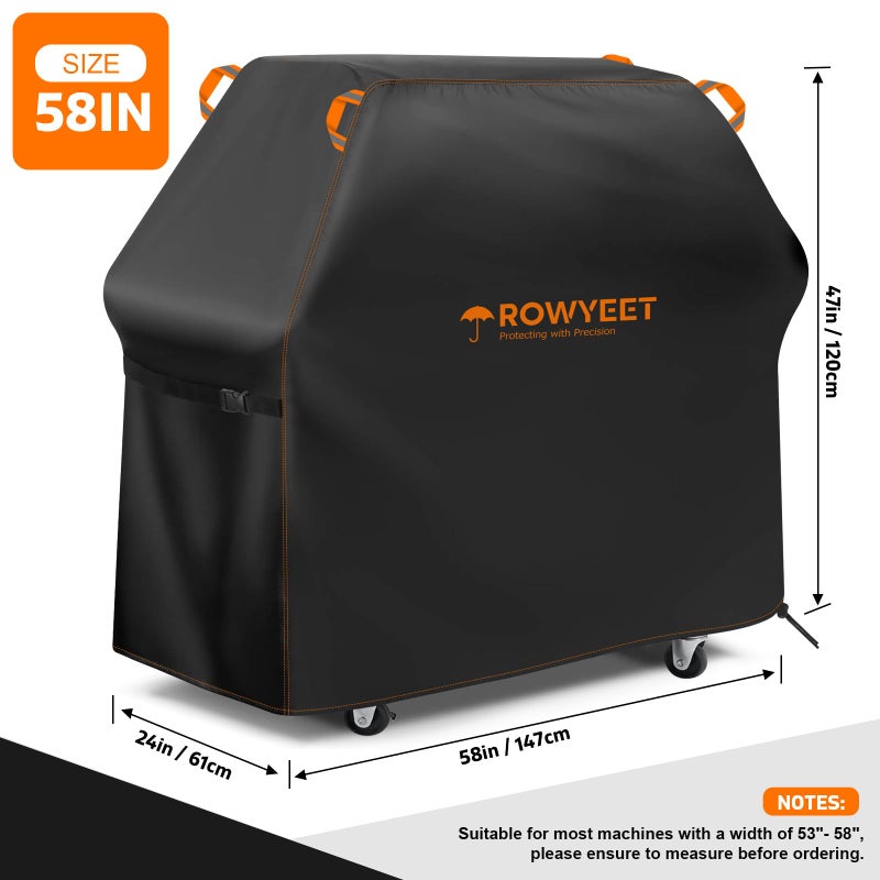 ROWYEET Grill Cover for Outdoor Grill, Universal Fit Oxford Waterproof BBQ Cover for Outside, Anti-UV Barbecue Gas Cover with Adjustable Hem for Weber, Nexgrill, Expert Grill and More (53" - 58") - Image 2