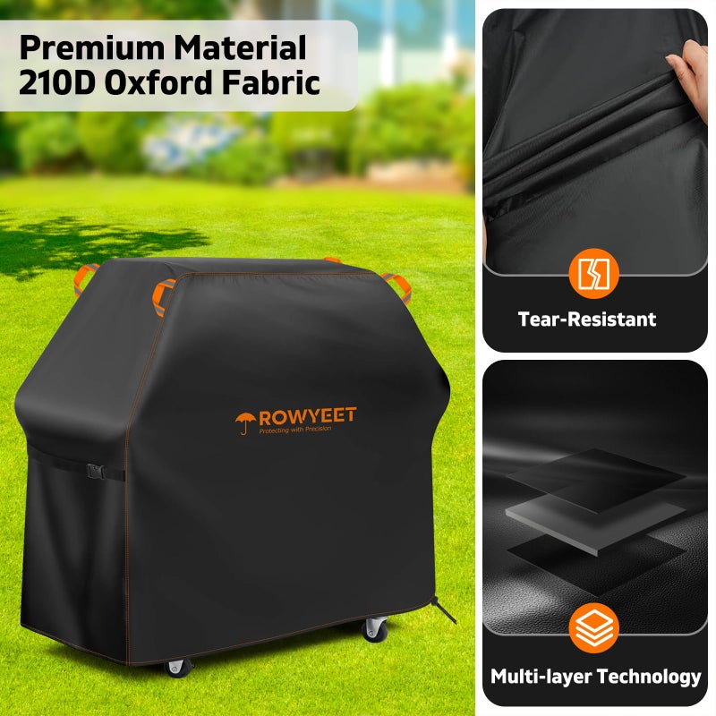 ROWYEET Grill Cover for Outdoor Grill, Universal Fit Oxford Waterproof BBQ Cover for Outside, Anti-UV Barbecue Gas Cover with Adjustable Hem for Weber, Nexgrill, Expert Grill and More (53" - 58") - Image 3