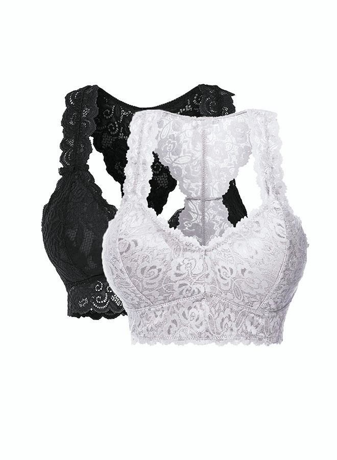 NIBEMINENT Women'S 2 Piece Lace Bra Hollow Removable Pad Without Steel Ring - Image 1