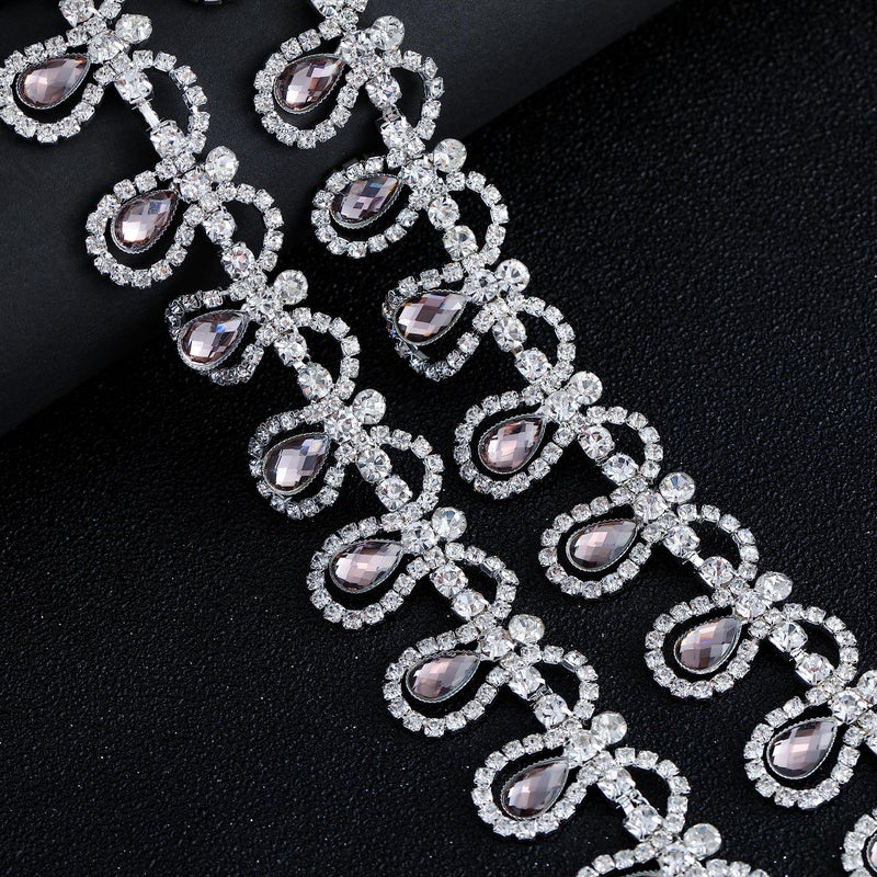 Rytenz 1 Yard Tassel Rhinestone Fringe Trim, Crystal Close Chain Applique for DIY Decoration Sewing Crafts Wedding Bridal Party Clothing Accessories - Image 4