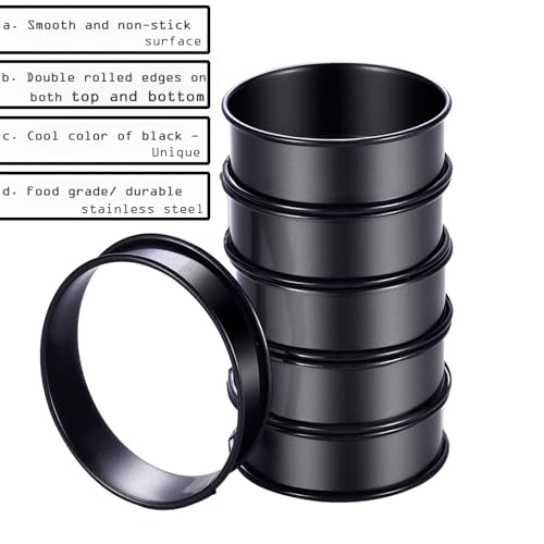 DATANYA 12Packs Crumpet Rings NONSTICK English Muffin Rings 3.15 Inch Stainless Steel Double Rolled Tart Ring Upgraded Round Metal Baking Cooking Pastry Ring Molds for muffins, pancakes - Image 3