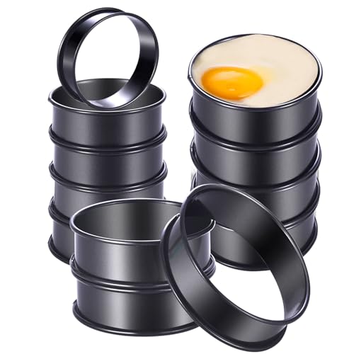 DATANYA 12Packs Crumpet Rings NONSTICK English Muffin Rings 3.15 Inch Stainless Steel Double Rolled Tart Ring Upgraded Round Metal Baking Cooking Pastry Ring Molds for muffins, pancakes - Image 1