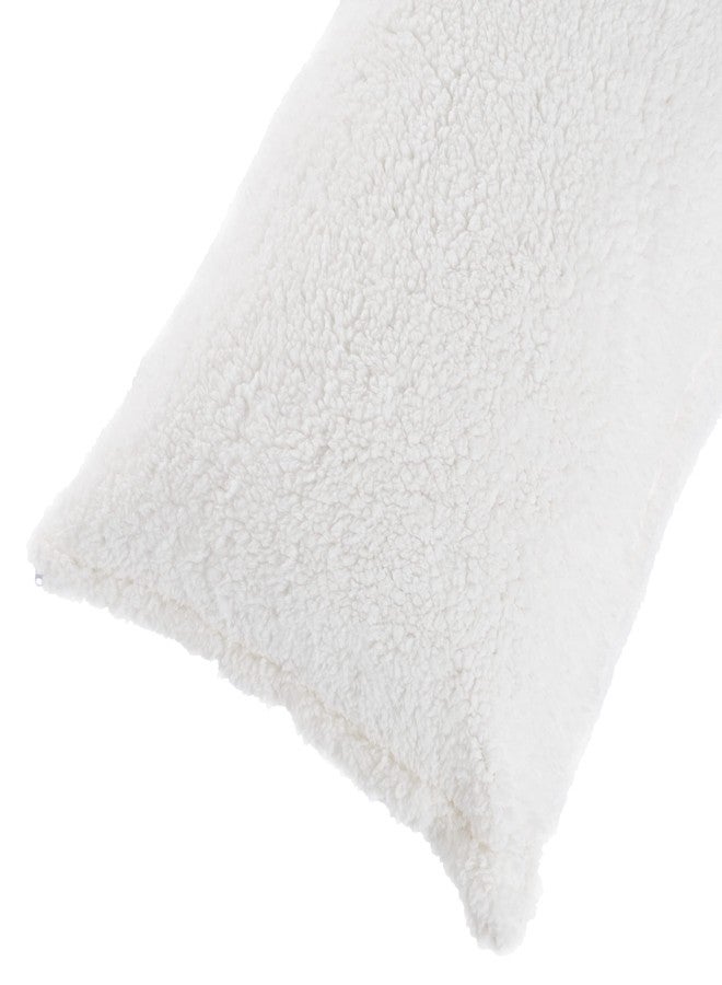 Lavish Home Body Pillow Cover. Sherpa with side zipper by Lavish Home - 18 ”x52” (White) - Image 4