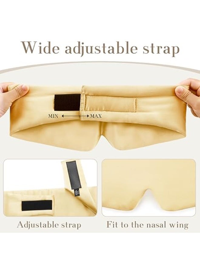 100% Silk Sleep Mask – Adjustable Eye Mask for Women & Men, Blackout for Travel, Rest & Office, Large Size (Gold) - Image 4