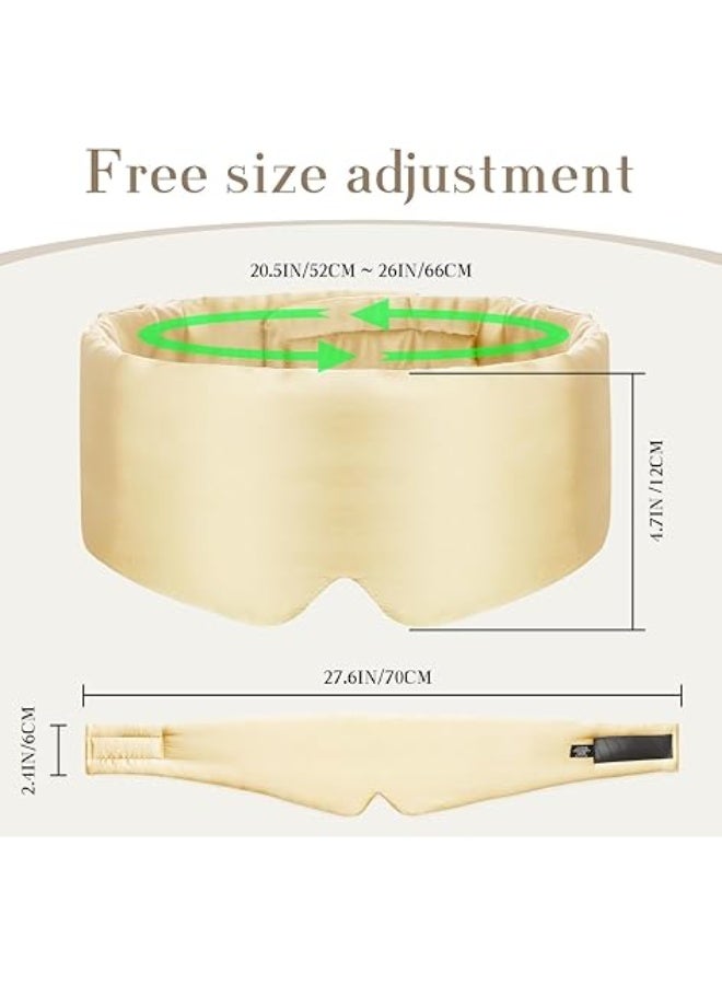 100% Silk Sleep Mask – Adjustable Eye Mask for Women & Men, Blackout for Travel, Rest & Office, Large Size (Gold) - Image 3