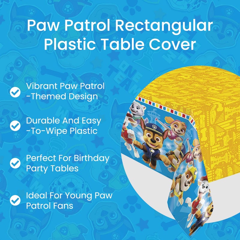 Unique Rectangular Paw Patrol Tablecloth, 54" x 84" (1 Pc) Paw Patrol Plastic Table Cover, Disposable Plastic Table Cover for Themed Parties, Charactarized Kids Birthdays & Celebrations - Image 5