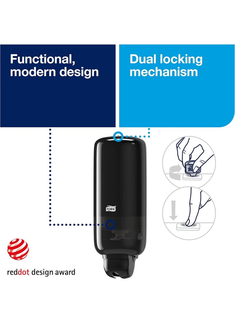 Tork Tork Liquid Skincare Dispensers for Liquid Soap and Hand Sanitizer Black S1 Economical Elevation Range 570028A Pack of 6  - Image 2