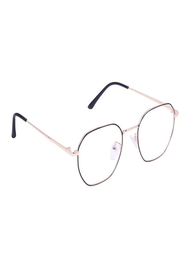 Roshfort Unisex Spectacles Frame Hexagon Size Stander Premium Blue Cut Zero Power Navigator with Anti-glare for Eye Protection from UV by Computer Tablet Laptop Mobile (B-4, Gold Black) - Image 3