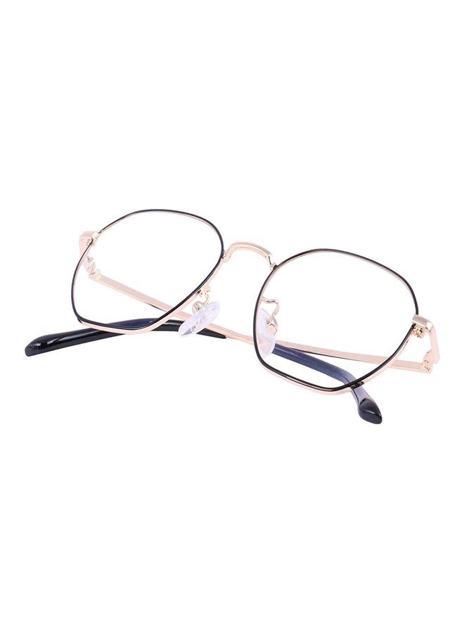 Roshfort Unisex Spectacles Frame Hexagon Size Stander Premium Blue Cut Zero Power Navigator with Anti-glare for Eye Protection from UV by Computer Tablet Laptop Mobile (B-4, Gold Black) - Image 1