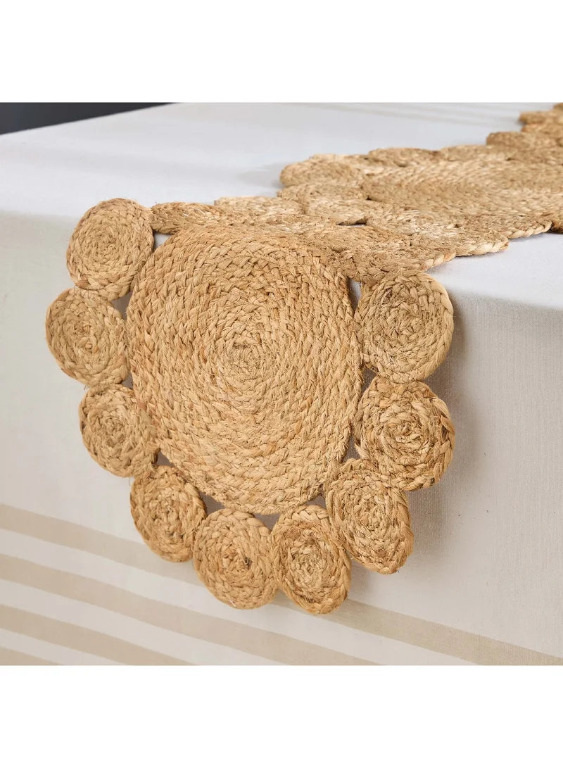 هوم بوكس مفرش طاولة من الجوت بنقشة الصدف 40 × 120 سم
