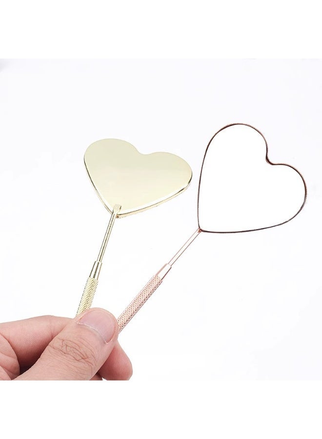 D'AMMA'N Stainless Steel Heart-Shaped Eyelash Inspection Mirror – Extension Aid - Image 2