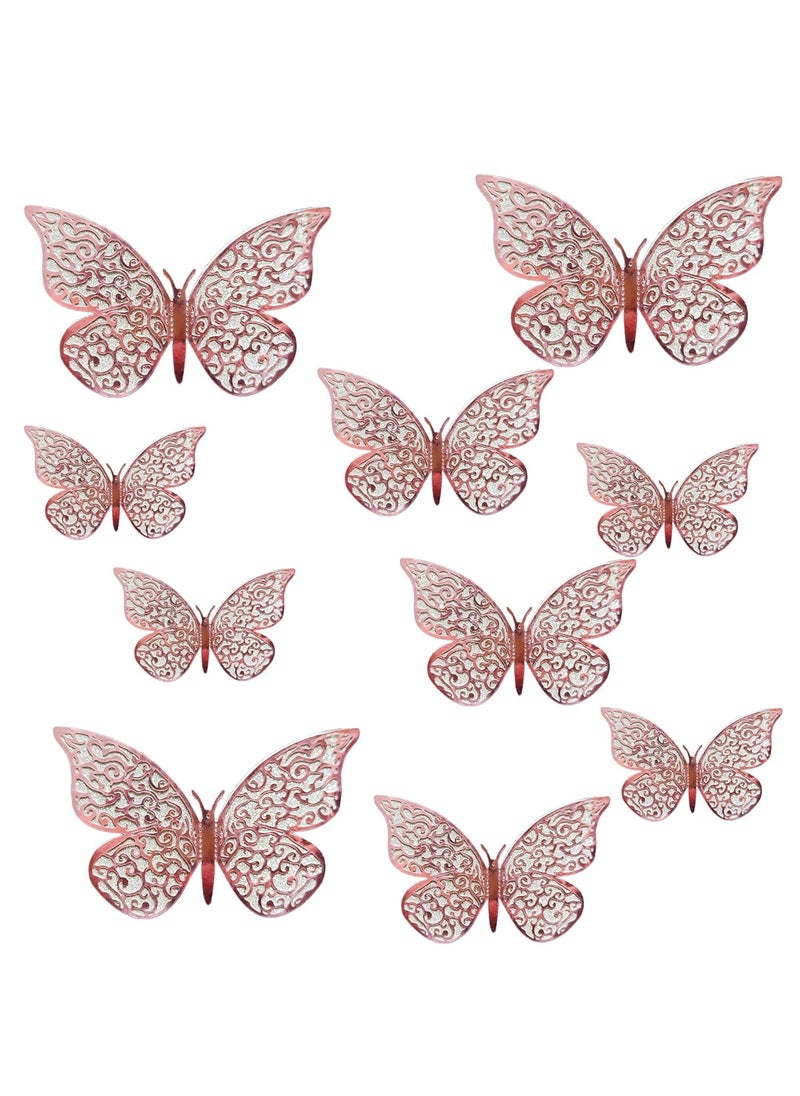Art Street Art Street 3D Gorgeous Shiny Metallic Finish Home Decor Butterfly with Sticking Pads - Metallic Butterfly Decorations Party 3D Butterfly Wall Stickers (Rose Gold-Set of 12)  - Image 4