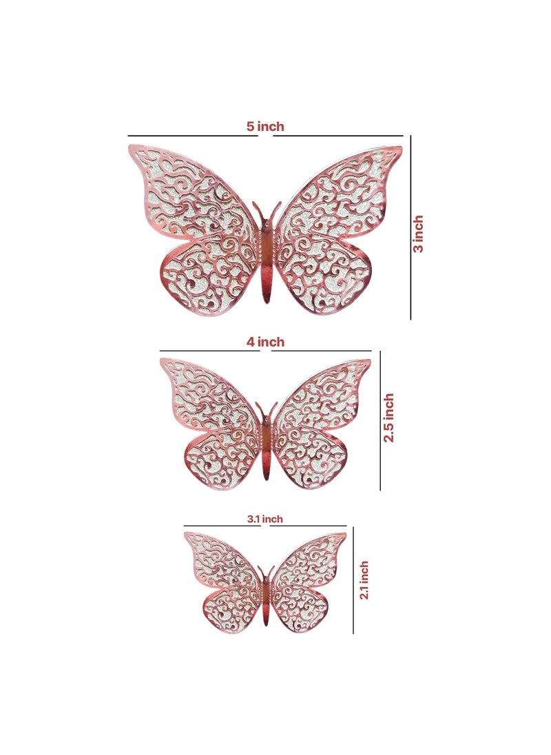 Art Street Art Street 3D Gorgeous Shiny Metallic Finish Home Decor Butterfly with Sticking Pads - Metallic Butterfly Decorations Party 3D Butterfly Wall Stickers (Rose Gold-Set of 12)  - Image 3