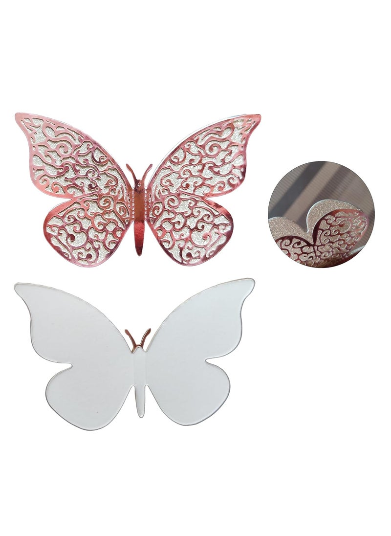 Art Street Art Street 3D Gorgeous Shiny Metallic Finish Home Decor Butterfly with Sticking Pads - Metallic Butterfly Decorations Party 3D Butterfly Wall Stickers (Rose Gold-Set of 12)  - Image 2