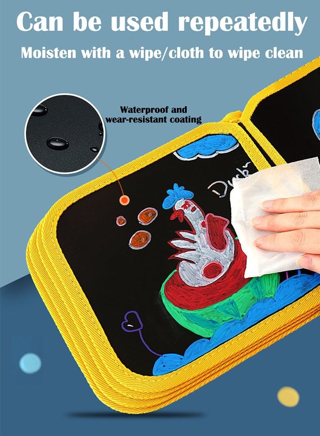ZCM-HAPPY Kids Drawing Board Educational Drawing Blackboard Doodle Board Reusable 12 Pens  - Image 3