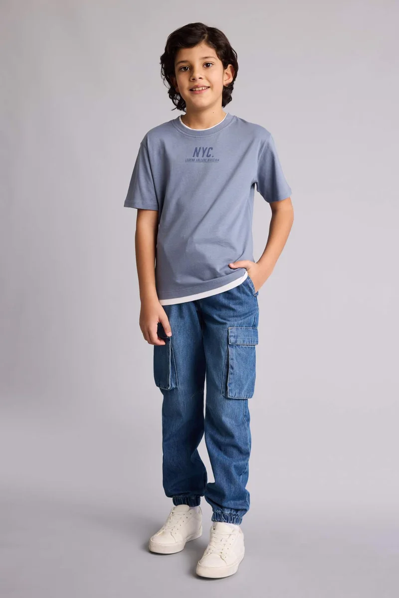 ديفاكتو Boy New Regular Fit Crew Neck Printed T-Shirt
