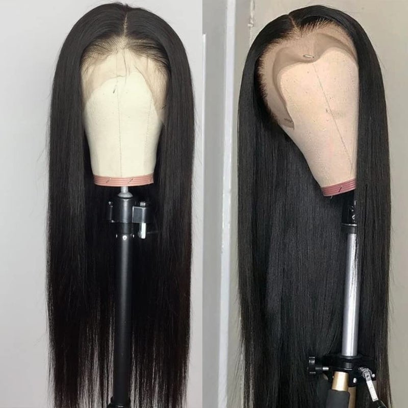QD-Tizer Lace Front Wigs Black Color Long Straight Hair Synthetic Lace Front Wigs for Women Natural Hairline Middle Part Heat Resistant Glueless Lace Wigs 24 inch - Image 3