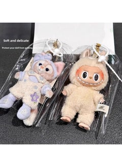 Generic Labubu Vinyl Pendant Keychain Transparent Protective Cover Dust-proof And Dirty-proof Pendant Storage Bag Cotton Doll Bag-Specifications:Labubu Umbrella Bag [black Tie]  - Image 1