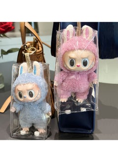Generic Labubu Vinyl Pendant Keychain Transparent Protective Cover Dust-proof And Dirty-proof Pendant Storage Bag Cotton Doll Bag-Specifications:Labubu Umbrella Bag [black Tie]  - Image 5