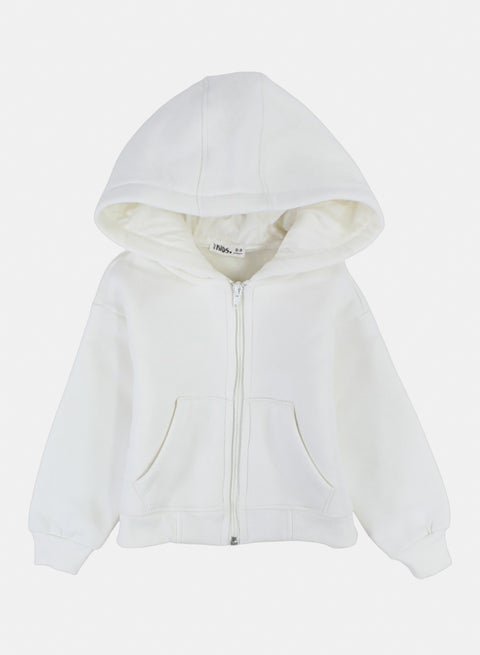 هودي بسوستة وأكمام طويلة للأطفال – أوف وايت