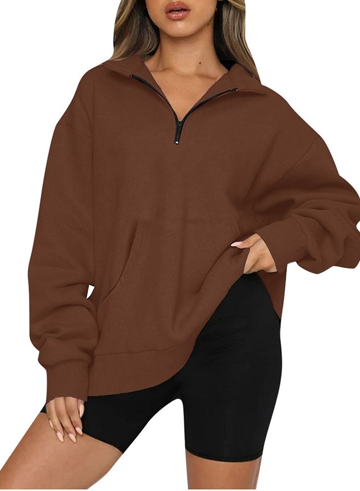 Loquat Women's New Fall/Winter Half Zipper Jumper Long Sleeve Sweatshirt