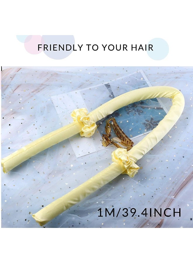 Premify Heatless Hair Curlers For Medium & Long Hair - Hair Curler, Heat Silk Curls Headband, Scrunchies And Hair Clip - Curling Rod, Hair Roller Ribbon For Diy, Hair Styling Tools Heatless (Gold)  - Image 5