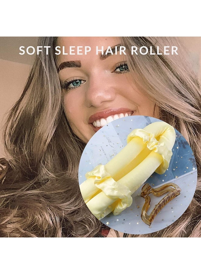 Premify Heatless Hair Curlers For Medium & Long Hair - Hair Curler, Heat Silk Curls Headband, Scrunchies And Hair Clip - Curling Rod, Hair Roller Ribbon For Diy, Hair Styling Tools Heatless (Gold)  - Image 3