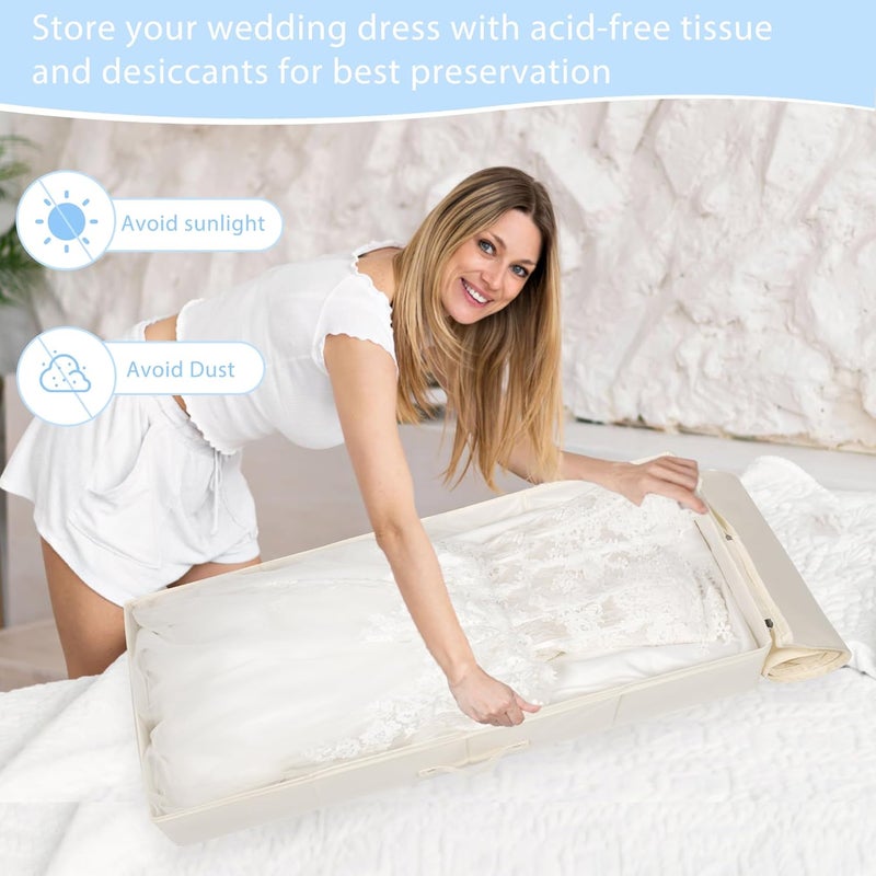 Duduboy Wedding Dress Storage Box Bridal Essentials Heirloom Breathable Wedding Gown Preservation Box - Large Size with Microfiber Gloves Acid-Free Tissue Paper and Dustproof Bag - Image 4