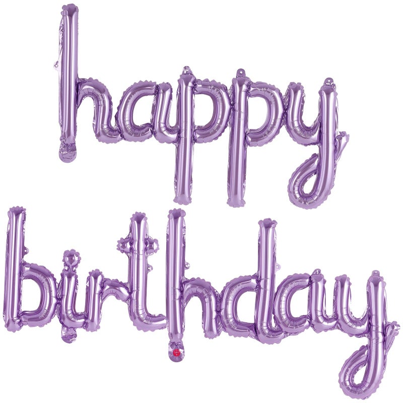 TOTAFAM Light Purple Happy Birthday Balloons Banner Foil Letters Balloons, Personalized Name Signs for Women Men Boys Girls Birthday Party Decorations, Small - Image 1