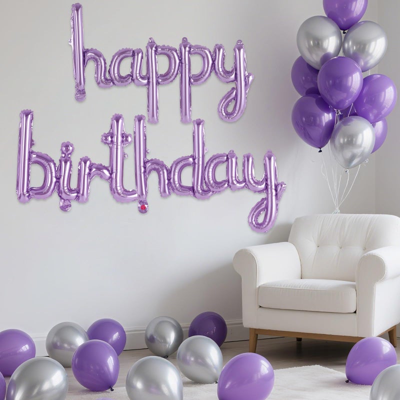 TOTAFAM Light Purple Happy Birthday Balloons Banner Foil Letters Balloons, Personalized Name Signs for Women Men Boys Girls Birthday Party Decorations, Small - Image 3