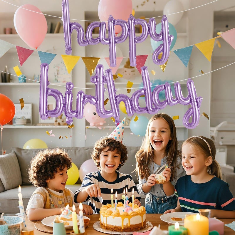 TOTAFAM Light Purple Happy Birthday Balloons Banner Foil Letters Balloons, Personalized Name Signs for Women Men Boys Girls Birthday Party Decorations, Small - Image 4