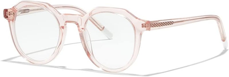 Spectus TYLER Full Rim Acetate Round Pink Frame Clear Lens Unisex Blue Light Glasses - Image 2