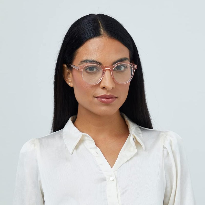 Spectus TYLER Full Rim Acetate Round Pink Frame Clear Lens Unisex Blue Light Glasses - Image 5