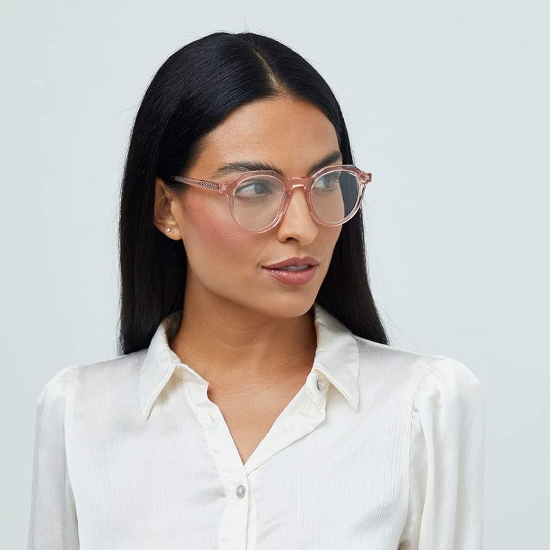 Spectus TYLER Full Rim Acetate Round Pink Frame Clear Lens Unisex Blue Light Glasses - Image 4