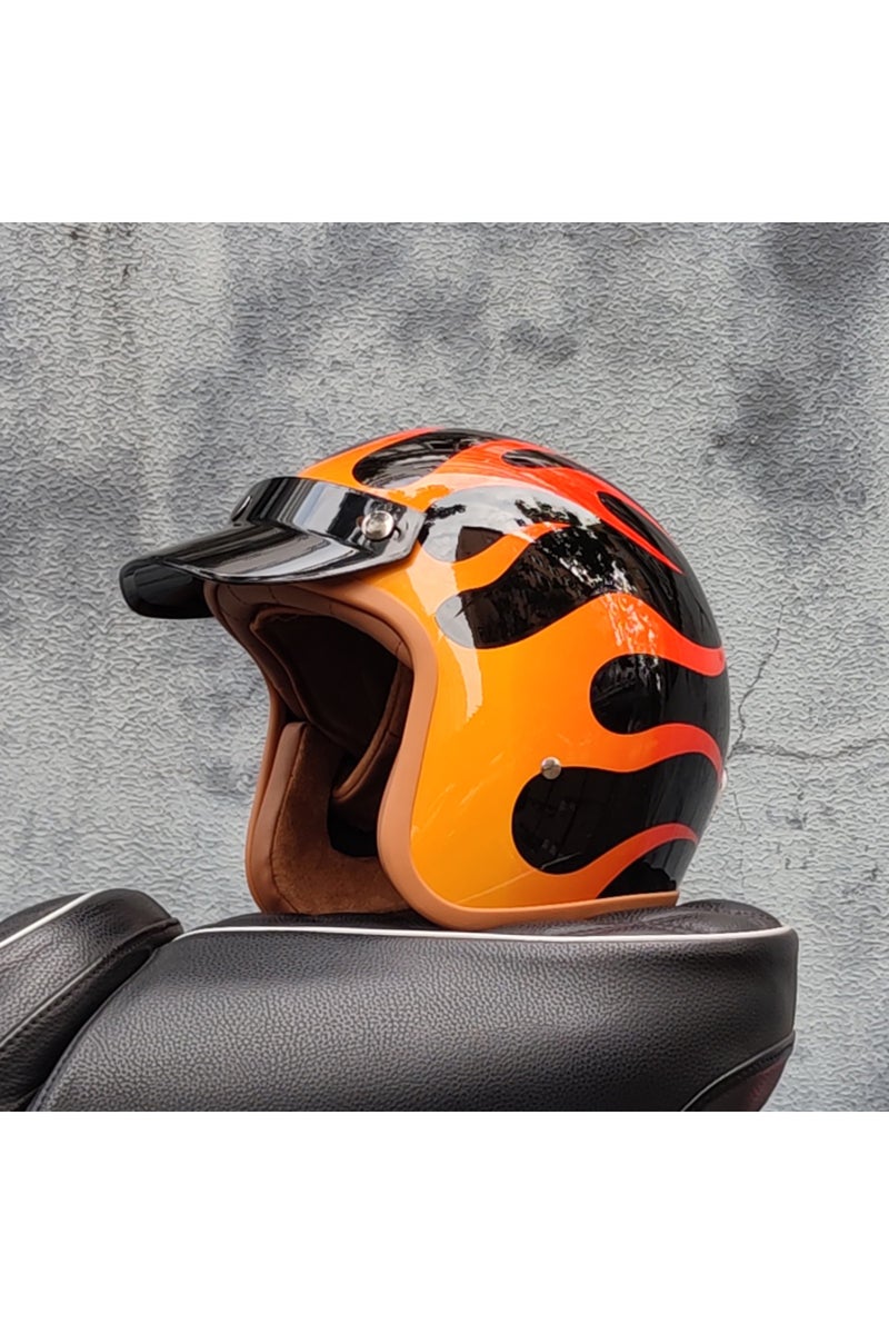 خوذة دراجة نارية نصف مفتوحة بتصميم كلاسيكي، مناسبة للرحلات الكلاسيكية، خوذة زوجية بثلاثة أرباع، خوذة دراجة نارية للمقاهي