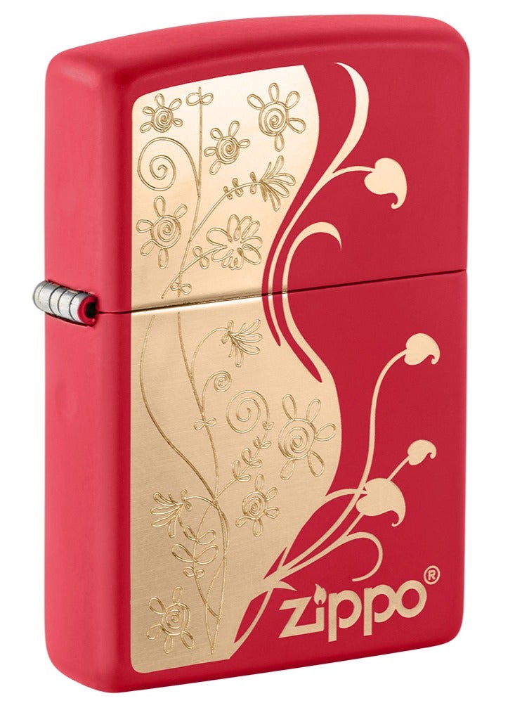 Zippo ولاعة مقاومة للرياح حمراء غير لامعة بتصميم فلورنتيني Mp403834 233 - Image 1