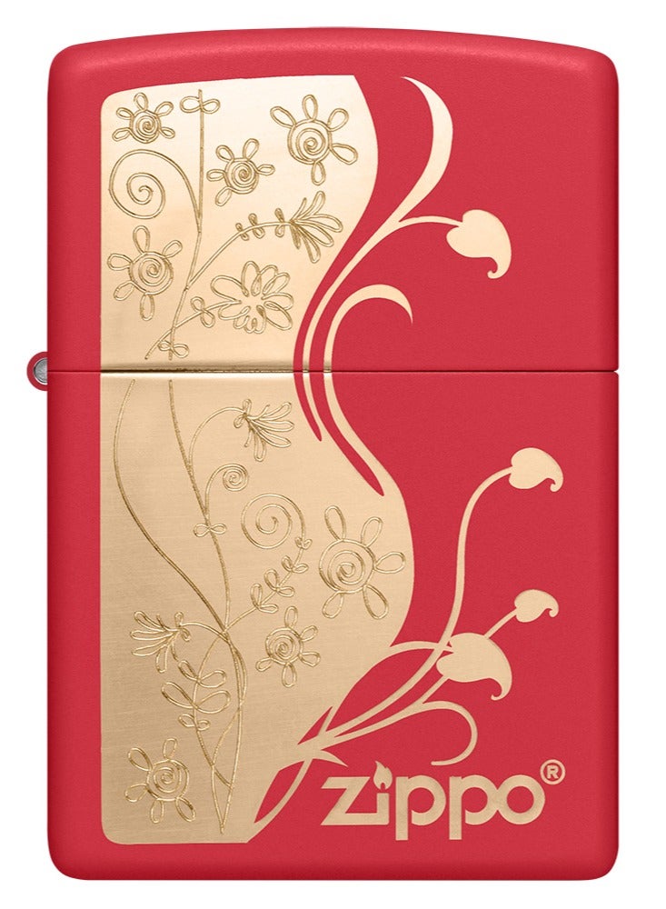 Zippo ولاعة مقاومة للرياح حمراء غير لامعة بتصميم فلورنتيني Mp403834 233 - Image 2