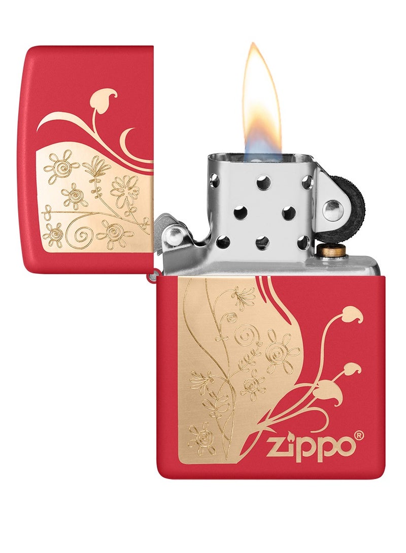 Zippo ولاعة مقاومة للرياح حمراء غير لامعة بتصميم فلورنتيني Mp403834 233 - Image 3