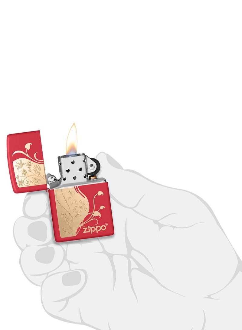 Zippo ولاعة مقاومة للرياح حمراء غير لامعة بتصميم فلورنتيني Mp403834 233 - Image 5
