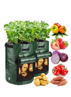 4 Pack 10 Gallon Garden Potato Grow Bags with Flap and Handles Aeration  Fabric Pots Heavy Duty 