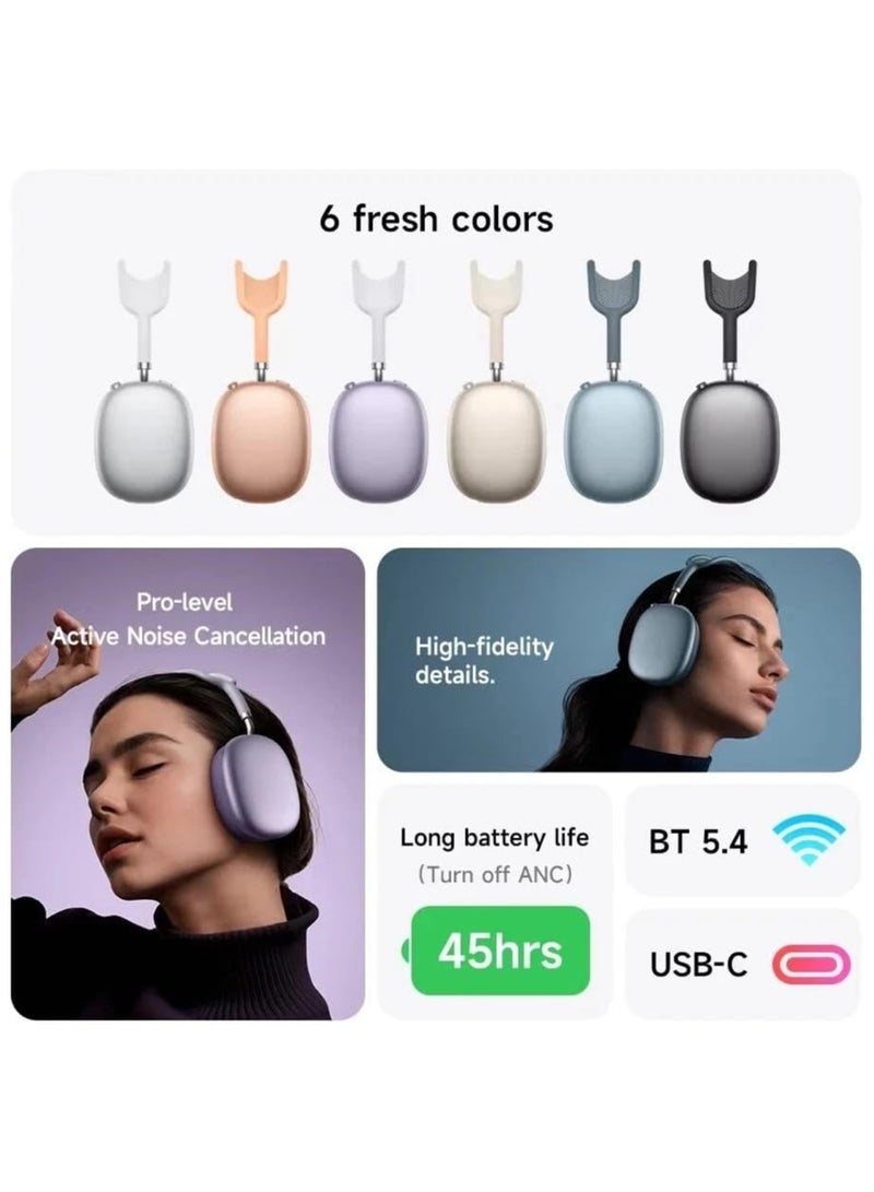 هوكو سماعات رأس W65 Plus ANC لتقليل الضوضاء بتقنية البلوتوث فوق الأذن لاسلكية كبيرة الحجم مع صوت عالي الدقة وسماعات رياضية مع زر - لون النجوم. - Image 4