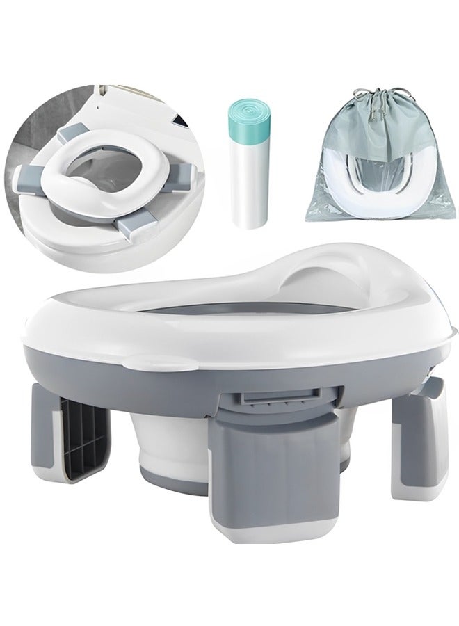 Beauenty Portable Potty Training Toilet for Kids with Storage Bag,Foldable Travel Potty Chair for Outdoor and Indoor Easy to Clean,Toddler Urinal,Potty Training Toilet Seat for Boys and Girls(Gray) - Image 1