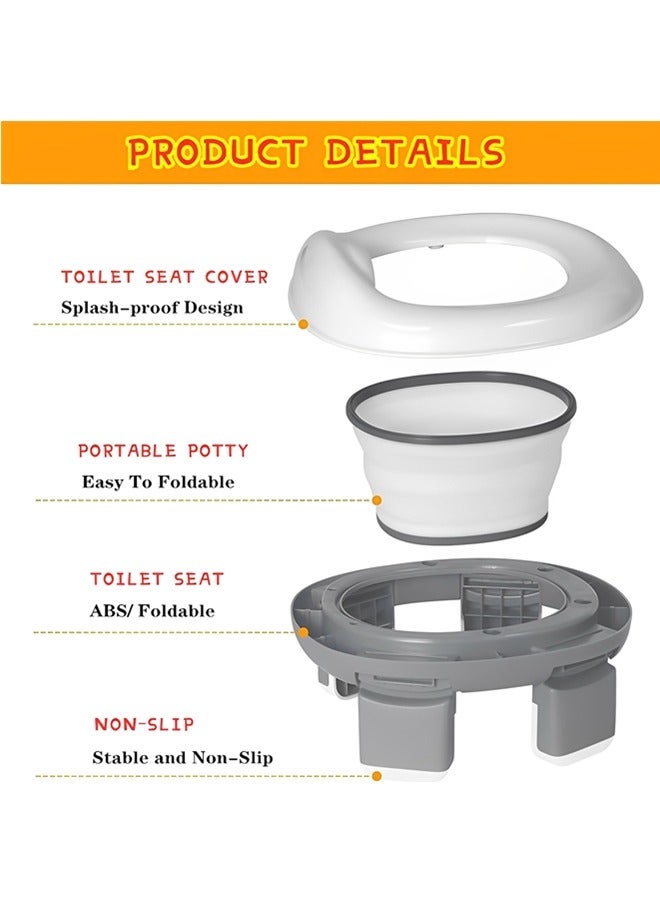 Beauenty Portable Potty Training Toilet for Kids with Storage Bag,Foldable Travel Potty Chair for Outdoor and Indoor Easy to Clean,Toddler Urinal,Potty Training Toilet Seat for Boys and Girls(Gray) - Image 4